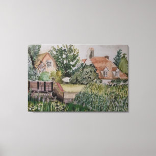 Toile Un Weir à Sandwich, Angleterre, Aquarelle