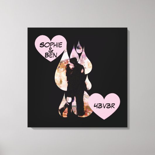 Toile Under Umbrella: Romantic Couple Kissing in Rain (Recto)