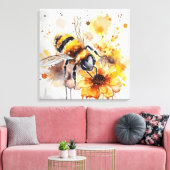 Toile Une abeille ramasse du miel sur une fleur. (Insitu(Salon))