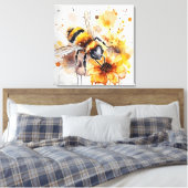 Toile Une abeille ramasse du miel sur une fleur. (Insitu(Chambre))
