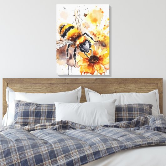 Toile Une abeille ramasse du miel sur une fleur. (Insitu(Chambre))