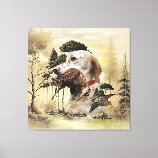Toile Une bécasse avec le setter anglais (Recto)