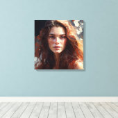 Toile Une belle femme aux cheveux longs (Insitu (Plancher de Bois))