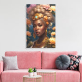 Toile Une belle femme noire dans un jardin fleuri (Insitu(Salon))