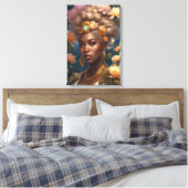 Toile Une belle femme noire dans un jardin fleuri (Insitu(Chambre))