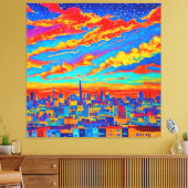 Toile Une belle vue sur la ville la nuit (Insitu(Salon))