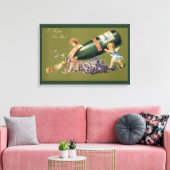 Toile Une Bonne Année, Anges Vintage avec Champagne (Insitu(Salon))