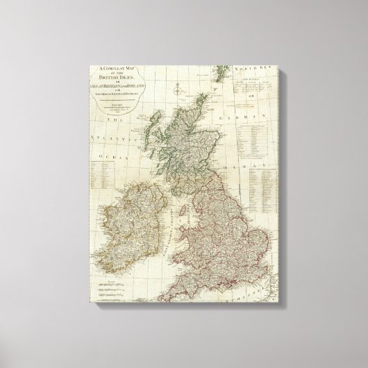 Toile Une carte complète des îles britanniques (Recto)