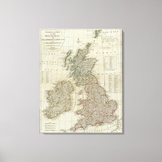 Toile Une carte complète des îles britanniques (Recto)
