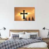 Toile Une croix en fer forgé sur une clôture (Insitu(Chambre))