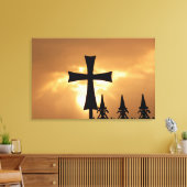 Toile Une croix en fer forgé sur une clôture (Insitu(Salon))