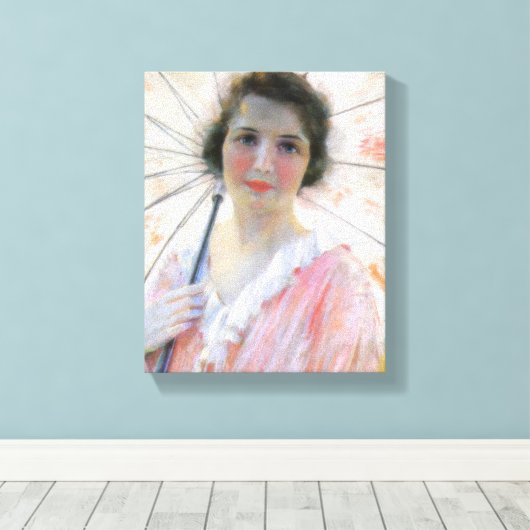 Toile Une dame en robe rose avec un parasol (Robert Reid (Insitu (Plancher de Bois))