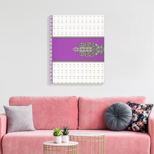 Toile Une écharpe ornée mêlant les teintes violette et b (Insitu(Salon))