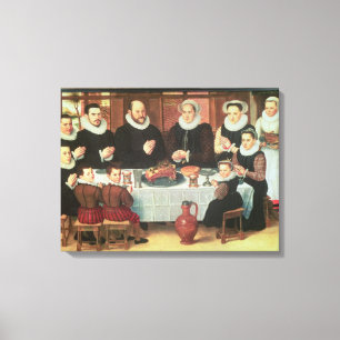 Toile Une famille disant la grâce avant le repas, 1585