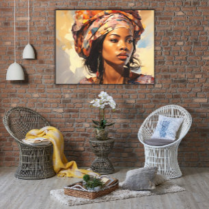 Toile Une femme afro-américaine en coiffure colorée