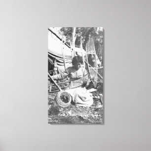 Toile Une femme de l'Alaska faisant des raquettes photo