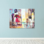 Toile Une Femme Marchant Dans La Pluie Art Abstrait (Insitu (Plancher de Bois))