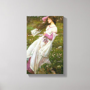 Toile Une femme ramasse des fleurs dans le vent