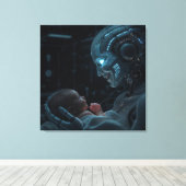 Toile Une femme robotique accrochée à un bébé (Insitu (Plancher de Bois))