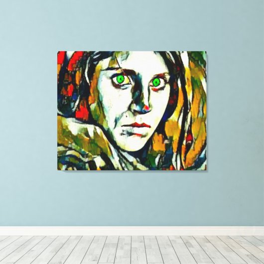 Toile Une fille afghane aux yeux verts Huile Abstraite (Insitu (Plancher de Bois))