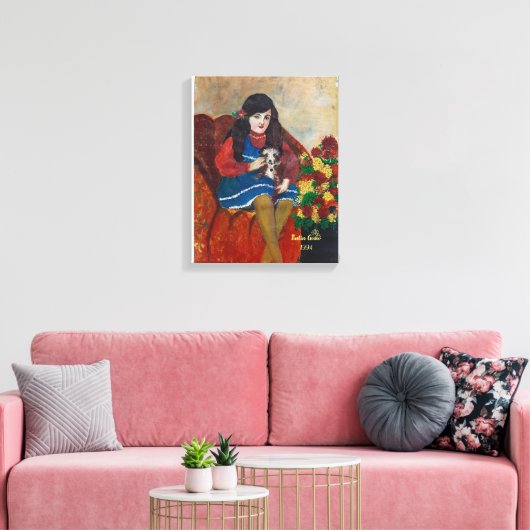 Toile une fille avec son chien (Insitu(Salon))