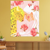 Toile une fille avec un léopard. (Insitu(Salon))