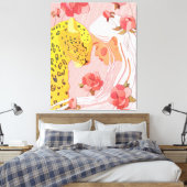 Toile une fille avec un léopard. (Insitu(Chambre))