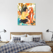 Toile Une fille avec une affiche de la jungle au coucher (Insitu(Chambre))