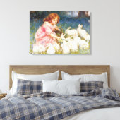 Toile Une fille nourrit les lapins (par Frederick Morgan (Insitu(Chambre))