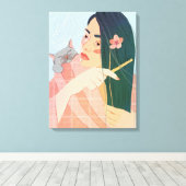 Toile une fille peigne ses cheveux longs (Insitu (Plancher de Bois))