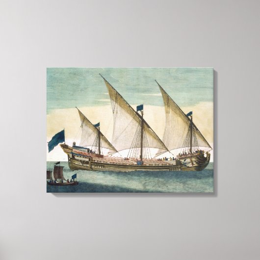 Toile Une galère à trois mâts en cours de navigation, av (Recto)