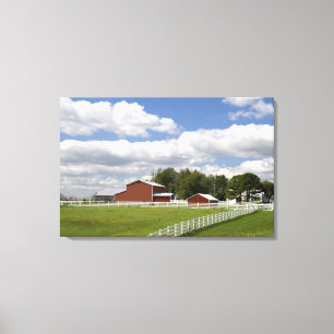 Toile Une grange rouge et une ferme à Pamona, Kansas.