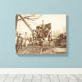 Toile Une grue à vapeur en fonctionnement pendant la con (Insitu (Plancher de Bois))