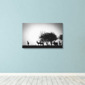 Toile Une image de cerfs dans la brume matinale (Insitu (Plancher de Bois))