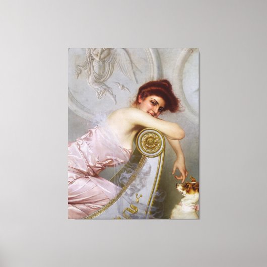 Toile Une jeune dame avec son chiot par Vittorio Corcos (Recto)