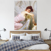 Toile Une jeune dame avec son chiot par Vittorio Corcos (Insitu(Chambre))