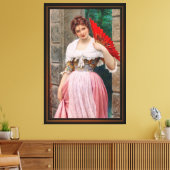 Toile Une jeune dame avec un ventilateur rouge par Eugen (Insitu(Salon))