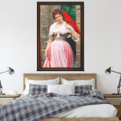 Toile Une jeune dame avec un ventilateur rouge par Eugen (Insitu(Chambre))