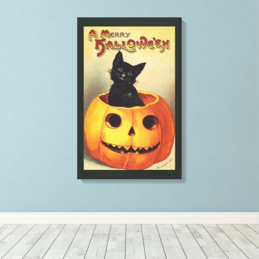 Toile Une joyeuse Halloween par Ellen Clapsaddle, Chat V (Insitu (Plancher de Bois))