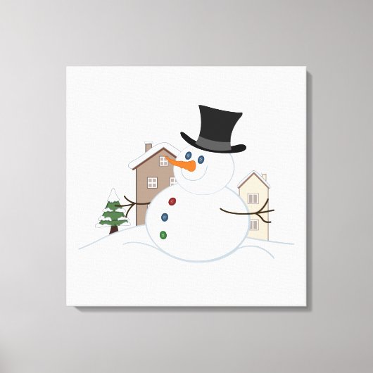 Toile Une joyeuse illustration de Noël Snowman (Recto)