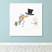 Toile Une joyeuse illustration de Noël Snowman (Insitu (Plancher de Bois))