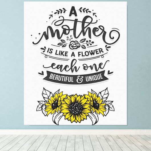 Toile Une mère est comme une fleur, mignonne cadeau de f (Insitu (Plancher de Bois))