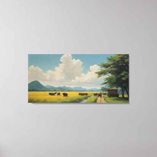 Toile une peinture d'un groupe de vaches dans un champ v (Recto)