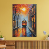 Toile une peinture d'un train dans une rue humide (Insitu(Salon))