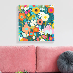 Toile Une pièce d'art de jardin fleuri, aux couleurs viv
