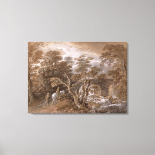Toile Une piscine de région boisée avec les roches et