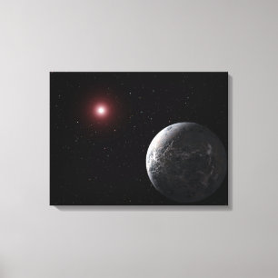 Toile Une planète glacée/rocheuse orbitant autour d'une