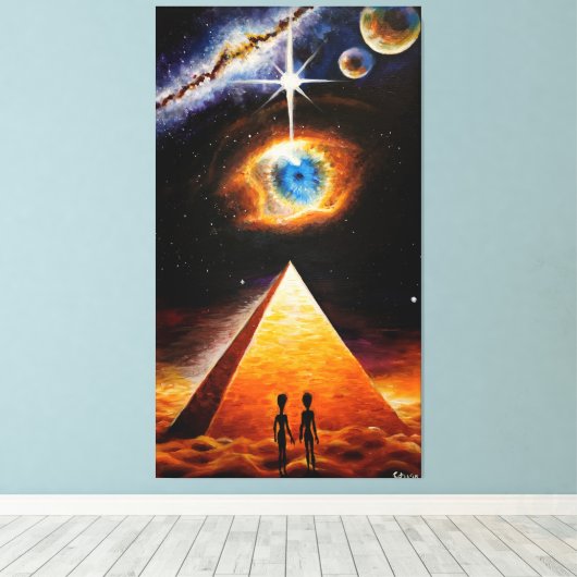 Toile Une pyramide sous l'oeil cosmique d'une affiche de (Insitu (Plancher de Bois))