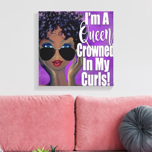 Toile Une reine couronnée dans l'affirmation de Curls (Insitu(Salon))
