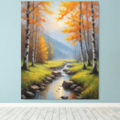 Toile une rivière traversant une forêt (Insitu (Plancher de Bois))